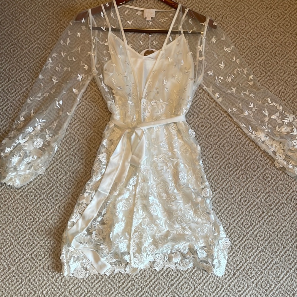 Le Rose embroidered robe with slip